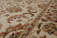 8x10 Ivory, Rust, Aqua Color Hand Knotted All-Over 100% Wool Traditional Oriental Rug