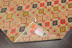 4x6 Mint, Coral, Blue Color Hand Knotted All-Over 100% Wool Traditional Oriental Rug