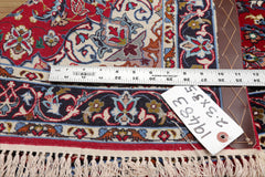 2x3 Red, Navy, Ivory Color Hand Knotted Isfahan Wool & Silk Traditional Oriental Rug