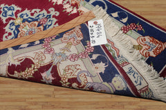 2x3 Mauve, Navy, Ivory Color Hand Knotted Tabriz Wool & Silk Traditional Oriental Rug