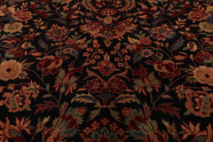 6x9 Midnight Blue, Red, Green Color Hand Knotted All-Over 100% Wool Traditional Oriental Rug