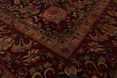 6x9 Midnight Blue, Red, Green Color Hand Knotted All-Over 100% Wool Traditional Oriental Rug