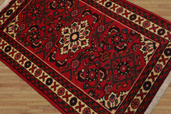 2x3 Rust, Ivory, Blue Color Hand Knotted Abadeh Wool Traditional Oriental Rug