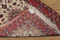 3x5 Ivory, Red, Blue Color Hand Knotted Isfahan Wool & Silk Traditional Oriental Rug