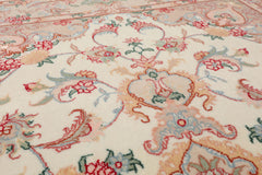 3x5 Ivory, Rose, Peach Color Hand Knotted Tabriz Wool & Silk Traditional Oriental Rug