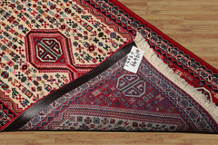 2x4 Ivory, Red, Charcoal Color Hand Knotted Abadeh Wool Traditional Oriental Rug