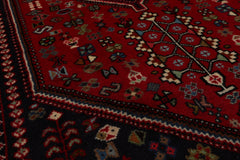 3x5 Red, Navy, Ivory Color Hand Knotted Abadeh Wool Traditional Oriental Rug