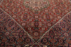 8x10 Navy, Rust, Ivory Color Hand Knotted All-Over 100% Wool Traditional Oriental Rug