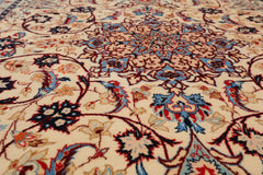 3x5 Ivory, Aqua, Blue Color Hand Knotted Isfahan Wool & Silk Traditional Oriental Rug