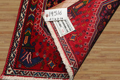 Square Navy, Red, Blue Color Hand Knotted Chagaei Wool Traditional Oriental Rug
