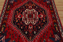 Square Navy, Red, Blue Color Hand Knotted Chagaei Wool Traditional Oriental Rug