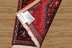 Square Navy, Red, Blue Color Hand Knotted Chagaei Wool Traditional Oriental Rug