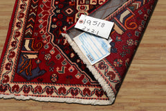 Square Navy, Ivory, Red Color Hand Knotted Abadeh Wool Traditional Oriental Rug