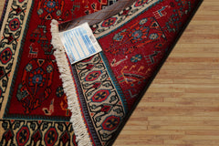 Square Red, Ivory, Navy Color Hand Knotted Abadeh Wool Traditional Oriental Rug