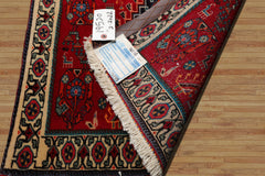 Square Red, Ivory, Navy Color Hand Knotted Abadeh Wool Traditional Oriental Rug