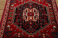 Square Black, red, Ivory Color Hand Knotted Abadeh Wool Traditional Oriental Rug