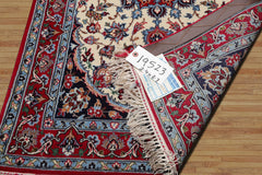 2x3 Ivory, Red, Blue Color Hand Knotted Isfahan Wool & Silk Traditional Oriental Rug