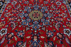 2x3 Red, Navy, Green Color Hand Knotted Isfahan Wool & Silk Traditional Oriental Rug
