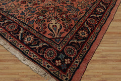 3x5 Rose, Navy, Beige Color Hand Knotted Sarouk Wool Traditional Oriental Rug