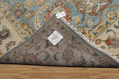 9x12 Blue Ivory Light Gold Color Hand Woven All-Over Wool Transitional Oriental Rug