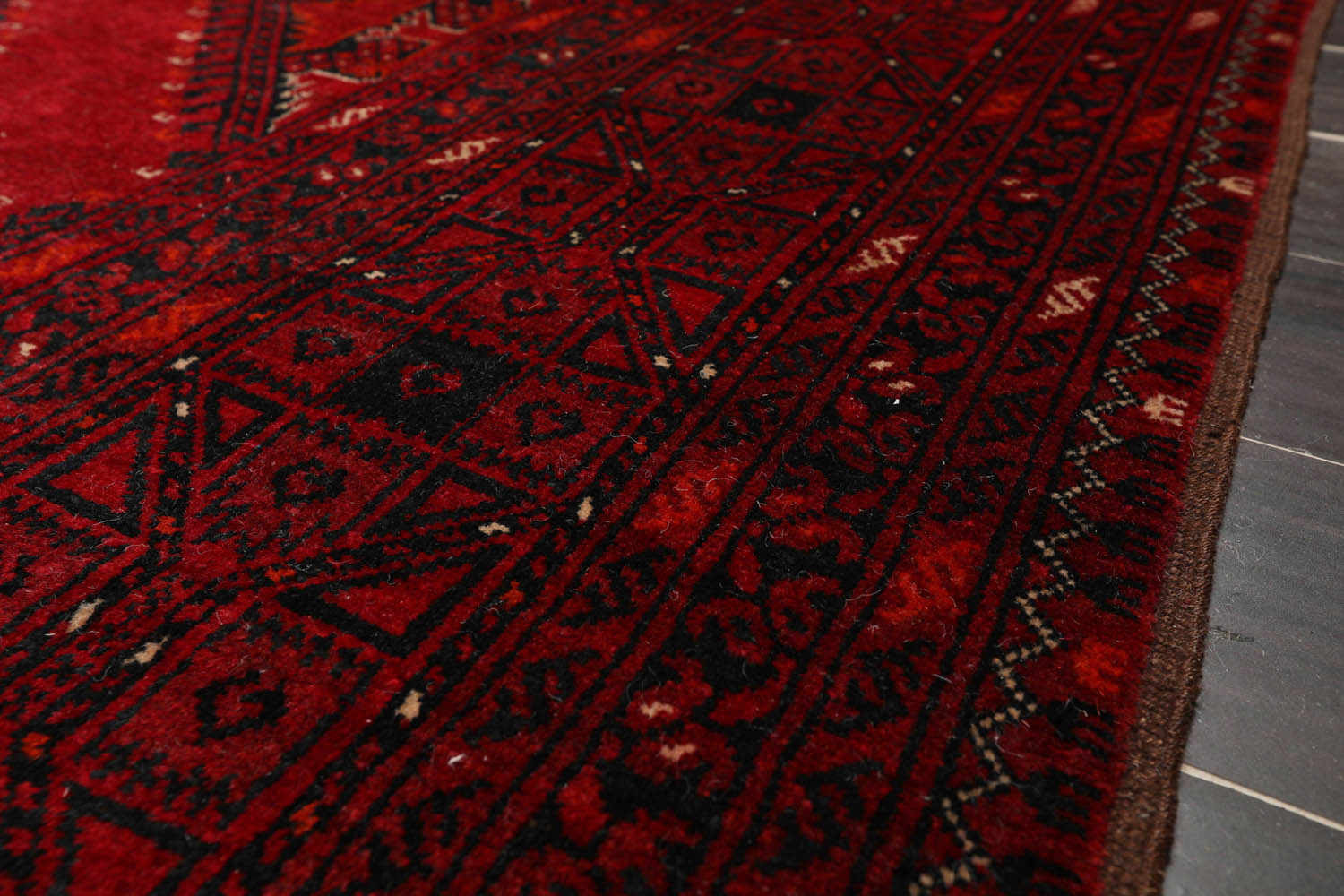8x10 Red, Teal, Black Color Hand Knotted All-Over 100% Wool Tribal Oriental Rug