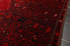 8x10 Red, Teal, Black Color Hand Knotted All-Over 100% Wool Tribal Oriental Rug