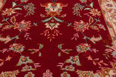 Runner Fuschia, Ivory, Pink Color Hand Knotted Tabriz Wool & Silk Traditional Oriental Rug