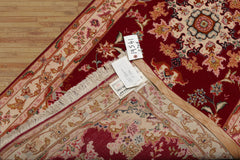 Runner Fuschia, Ivory, Pink Color Hand Knotted Tabriz Wool & Silk Traditional Oriental Rug