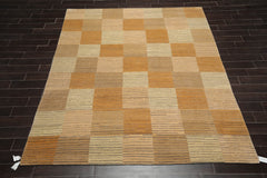 8x10 Beige, Brown, Gray Color Hand Knotted All-Over 100% Wool Contemporary Oriental Rug