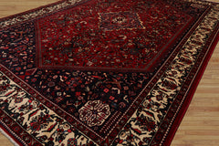 6x9 Red, Navy, Ivory Color Hand Knotted Joshican Abaden Wool Traditional Oriental Rug