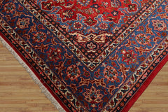 7x10 Red, Blue, Navy Color Hand Knotted Isfahan Wool Traditional Oriental Rug