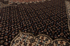 8x11 Midnight Blue, Ivory, Rose Color Hand Knotted Tabriz Wool Traditional Oriental Rug
