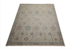 8x10 Gray, Slate, Rose Color Hand Knotted Distressed Wool Traditional Oriental Rug
