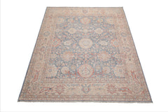 8x10 Slate, Beige, Tan Color Hand Knotted Distressed Wool Traditional Oriental Rug