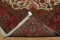 8x12 Ivory, Rose, Tan Color Hand Knotted Tabriz Wool Traditional Oriental Rug