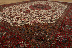 8x12 Ivory, Rose, Tan Color Hand Knotted Tabriz Wool Traditional Oriental Rug