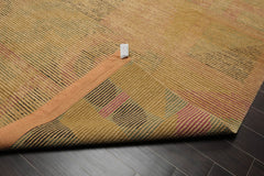 8x10 Tan, Gold, Rust Color Hand Knotted All-Over 100% Wool Contemporary Oriental Rug