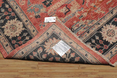 8x10 Coral, Charcoal, Beige Color Hand Knotted Distressed Wool Traditional Oriental Rug