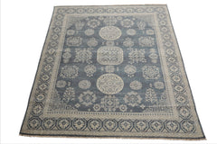 8x10 Slate, Gray, Brown Color Hand Knotted Afghan Oushak Wool Traditional Oriental Rug