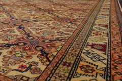 6x9 Tan, Light Gold, Salmon Color Hand Knotted All-Over 100% Wool Traditional Oriental Rug