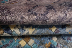 6x9 Turquoise, Lavender, Beige Color Hand Knotted Sherpa Bamboo Silk Modern Oriental Rug