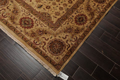 8x10 Gold, Tan, Rust Color Hand Knotted All-Over 100% Wool Traditional Oriental Rug