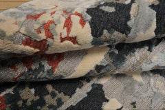 6x9 Gray, Charcoal, Rust Color Hand Knotted Sherpa Wool Modern Oriental Rug