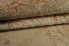 6x9 Beige, Tan, Rust Color Hand Knotted Oushak Wool Traditional Oriental Rug