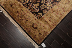 8x10 Dark Chocolate, Light Gold, Rose Color Hand Knotted All-Over 100% Wool Traditional Oriental Rug