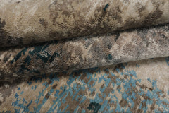 6x9 Beige, Taupe, Blue Color Hand Knotted Sherpa Bamboo Silk Modern Oriental Rug