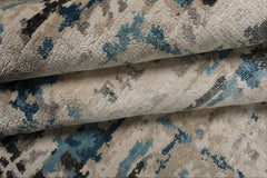 6x9 Ivory, Beige, Charcoal Color Hand Knotted Sherpa Bamboo Silk Modern Oriental Rug