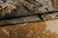 6x9 Brown, Gold, Blue Color Hand Knotted Sherpa Bamboo Silk & Wool Modern Oriental Rug