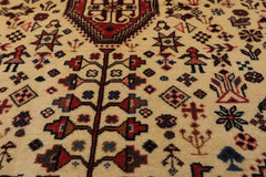 3x5 Ivory, Rust, Chocolate Color Hand Knotted All-Over 100% Wool Traditional Oriental Rug