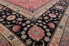 Palace Pink, Midnight Blue, Slate Color Hand Knotted All-Over 100% Wool Traditional Oriental Rug
